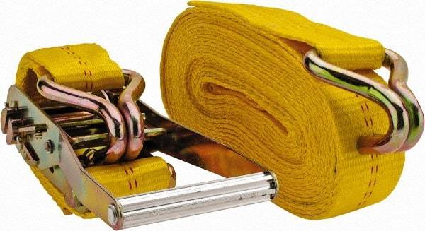 Value Collection - 27' Long x 2" Wide, 10,000 Lb Basket Capacity, 1 Ply, Polyester Web Sling - Yellow - Eagle Tool & Supply