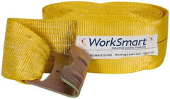 Value Collection - 27' Long x 4" Wide, 1 Ply, Polyester Web Tie Down Strap - Yellow - Eagle Tool & Supply