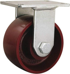 Hamilton - 6" Diam x 8" OAH Top Plate Mount Rigid Track - Iron, 2,500 Lb Capacity, Tapered Roller Bearing, 5-1/4 x 7-1/4" Plate - Eagle Tool & Supply