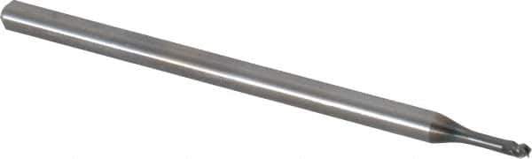 OSG - 1/16", 4 Flute, Single End, Solid Carbide, 0.01" Corner Radius End Mill - 2-1/4" OAL, 45° Helix, Right Hand Flute, 1/16" LOC, Right Hand Cut, 1/4" Extended Reach - Eagle Tool & Supply