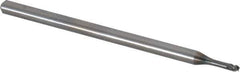 OSG - 1/16", 4 Flute, Single End, Solid Carbide, 0.01" Corner Radius End Mill - 2-1/4" OAL, 45° Helix, Right Hand Flute, 1/16" LOC, Right Hand Cut, 1/4" Extended Reach - Eagle Tool & Supply