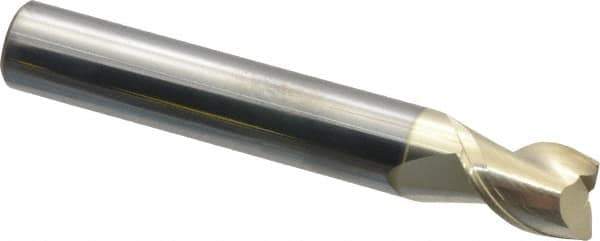 Accupro - 3/8", 1/2" LOC, 3/8" Shank Diam, 2-1/2" OAL, 2 Flute, Solid Carbide Square End Mill - Single End, ZrN Finish, Spiral Flute, Variable° Helix, Centercutting, Right Hand Cut, Right Hand Flute - Eagle Tool & Supply