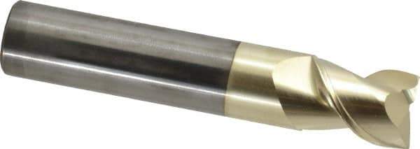 Accupro - 3/4", 1" LOC, 3/4" Shank Diam, 4" OAL, 2 Flute, Solid Carbide Square End Mill - Single End, ZrN Finish, Spiral Flute, Variable° Helix, Centercutting, Right Hand Cut, Right Hand Flute - Eagle Tool & Supply