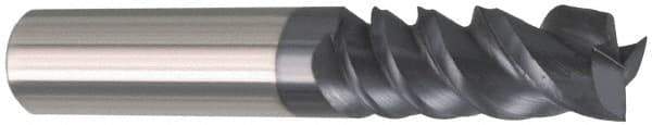 Accupro - 1", 2" LOC, 1" Shank Diam, 4" OAL, 3 Flute, Solid Carbide Square End Mill - Single End, AlTiN Finish, Spiral Flute, Variable° Helix, Centercutting, Right Hand Cut, Right Hand Flute - Eagle Tool & Supply