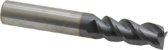Accupro - 3/8", 1" LOC, 3/8" Shank Diam, 2-1/2" OAL, 3 Flute, Solid Carbide Square End Mill - Single End, AlTiN Finish, Spiral Flute, Variable° Helix, Centercutting, Right Hand Cut, Right Hand Flute - Eagle Tool & Supply