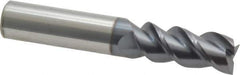 Accupro - 1/2", 1-1/4" LOC, 1/2" Shank Diam, 3" OAL, 3 Flute, Solid Carbide Square End Mill - Single End, AlTiN Finish, Spiral Flute, Variable° Helix, Centercutting, Right Hand Cut, Right Hand Flute - Eagle Tool & Supply