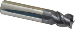Accupro - 1/2", 5/8" LOC, 1/2" Shank Diam, 2-1/2" OAL, 3 Flute, Solid Carbide Square End Mill - Single End, AlTiN Finish, Spiral Flute, Variable° Helix, Centercutting, Right Hand Cut, Right Hand Flute - Eagle Tool & Supply
