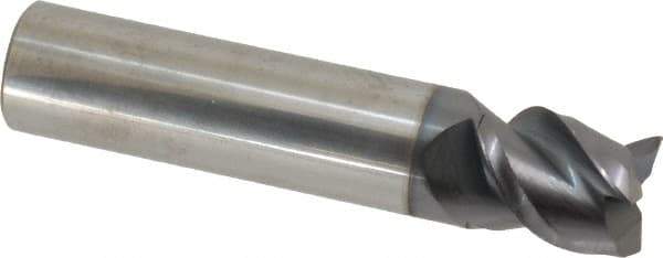 Accupro - 5/8", 3/4" LOC, 5/8" Shank Diam, 3" OAL, 3 Flute, Solid Carbide Square End Mill - Single End, AlTiN Finish, Spiral Flute, Variable° Helix, Centercutting, Right Hand Cut, Right Hand Flute - Eagle Tool & Supply
