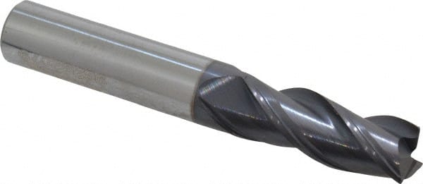 Accupro - 3/8" Diam 3 Flute Solid Carbide 0.015 to 0.020" Corner Radius End Mill - Eagle Tool & Supply