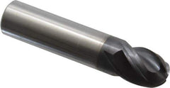 Accupro - 5/8" Diam, 3/4" LOC, 4 Flute Solid Carbide Ball End Mill - AlTiN Finish, Single End, 3" OAL, 5/8" Shank Diam, Spiral Flute - Eagle Tool & Supply