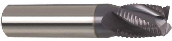 Accupro - 5/16" Diam, Fine Pitch, 1-1/8" LOC, 4 Flute Solid Carbide Roughing Square End Mill - AlTiN Finish, 3" OAL, 5/16" Shank Diam, Single End, Centercutting, 30° Helix - Eagle Tool & Supply