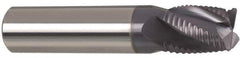 Accupro - 1" Diam, Fine Pitch, 1-1/4" LOC, 4 Flute Solid Carbide Roughing Square End Mill - AlTiN Finish, 3" OAL, 1" Shank Diam, Single End, Centercutting, 30° Helix - Eagle Tool & Supply