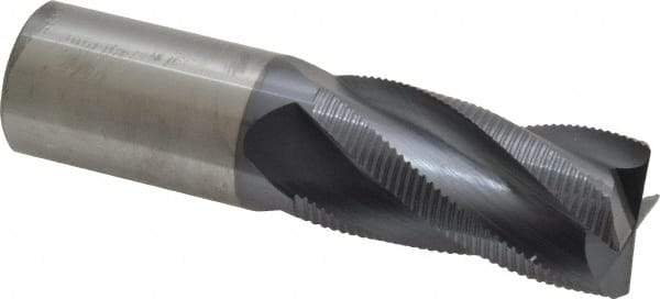 Accupro - 1" Diam, Fine Pitch, 2" LOC, 4 Flute Solid Carbide Roughing Square End Mill - AlTiN Finish, 4" OAL, 1" Shank Diam, Single End, 30° Helix - Eagle Tool & Supply