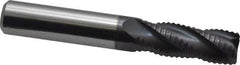 Accupro - 3/8" Diam, Fine Pitch, 1" LOC, 4 Flute Solid Carbide Roughing Square End Mill - AlTiN Finish, 2-1/2" OAL, 3/8" Shank Diam, Single End, 30° Helix - Eagle Tool & Supply