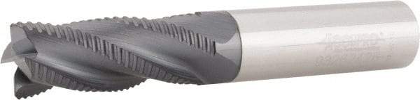 Accupro - 1/2" Diam, Fine Pitch, 1-1/4" LOC, 4 Flute Solid Carbide Roughing Square End Mill - AlTiN Finish, 3" OAL, 1/2" Shank Diam, Single End, 30° Helix - Eagle Tool & Supply