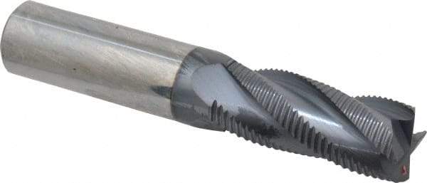 Accupro - 5/8" Diam, Fine Pitch, 1-1/2" LOC, 4 Flute Solid Carbide Roughing Square End Mill - AlTiN Finish, 3-1/2" OAL, 5/8" Shank Diam, Single End, 30° Helix - Eagle Tool & Supply