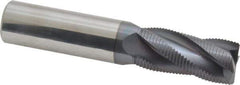 Accupro - 3/4" Diam, Fine Pitch, 1-5/8" LOC, 4 Flute Solid Carbide Roughing Square End Mill - AlTiN Finish, 4" OAL, 3/4" Shank Diam, Single End, 30° Helix - Eagle Tool & Supply