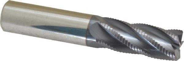 Accupro - 5/8" Diam, Fine Pitch, 1-1/2" LOC, 5 Flute Solid Carbide Roughing Square End Mill - AlTiN Finish, 3-1/2" OAL, 5/8" Shank Diam, Single End, 30° Helix - Eagle Tool & Supply