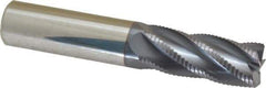 Accupro - 5/8" Diam, Fine Pitch, 1-1/2" LOC, 5 Flute Solid Carbide Roughing Square End Mill - AlTiN Finish, 3-1/2" OAL, 5/8" Shank Diam, Single End, 30° Helix - Eagle Tool & Supply