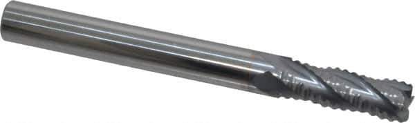 Accupro - 1/4" Diam, Fine Pitch, 3/4" LOC, 4 Flute Solid Carbide Roughing Square End Mill - TiCN Finish, 2-1/2" OAL, 1/4" Shank Diam, Single End, 30° Helix - Eagle Tool & Supply