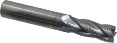 Accupro - 3/8" Diam, Fine Pitch, 1" LOC, 4 Flute Solid Carbide Roughing Square End Mill - TiCN Finish, 2-1/2" OAL, 3/8" Shank Diam, Single End, 30° Helix - Eagle Tool & Supply