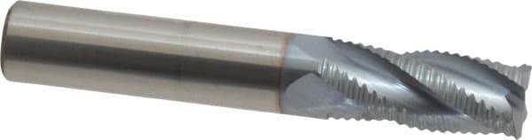 Accupro - 7/16" Diam, Fine Pitch, 1" LOC, 4 Flute Solid Carbide Roughing Square End Mill - TiCN Finish, 2-3/4" OAL, 7/16" Shank Diam, Single End, 30° Helix - Eagle Tool & Supply