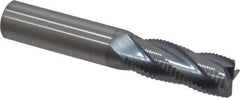 Accupro - 1/2" Diam, Fine Pitch, 1-1/4" LOC, 4 Flute Solid Carbide Roughing Square End Mill - TiCN Finish, 3" OAL, 1/2" Shank Diam, Single End, 30° Helix - Eagle Tool & Supply