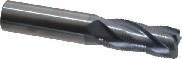 Accupro - 5/8" Diam, Fine Pitch, 1-1/2" LOC, 4 Flute Solid Carbide Roughing Square End Mill - TiCN Finish, 3-1/2" OAL, 5/8" Shank Diam, Single End, 30° Helix - Eagle Tool & Supply