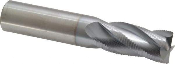Accupro - 3/4" Diam, Fine Pitch, 1-5/8" LOC, 4 Flute Solid Carbide Roughing Square End Mill - TiCN Finish, 4" OAL, 3/4" Shank Diam, Single End, 30° Helix - Eagle Tool & Supply
