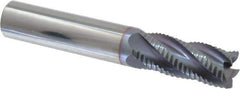 Accupro - 7/16" Diam, Fine Pitch, 1" LOC, 5 Flute Solid Carbide Roughing Square End Mill - TiCN Finish, 2-3/4" OAL, 7/16" Shank Diam, Single End, 30° Helix - Eagle Tool & Supply