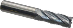 Accupro - 1/2" Diam, Fine Pitch, 1-1/4" LOC, 5 Flute Solid Carbide Roughing Square End Mill - TiCN Finish, 3" OAL, 1/2" Shank Diam, Single End, 30° Helix - Eagle Tool & Supply
