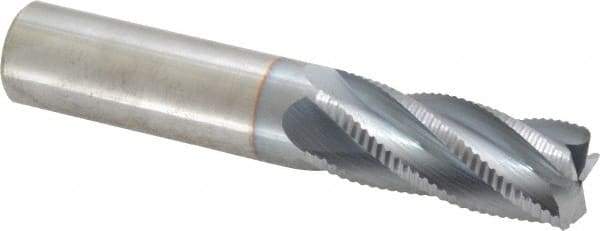 Accupro - 5/8" Diam, Fine Pitch, 1-1/2" LOC, 5 Flute Solid Carbide Roughing Square End Mill - TiCN Finish, 3-1/2" OAL, 5/8" Shank Diam, Single End, 30° Helix - Eagle Tool & Supply