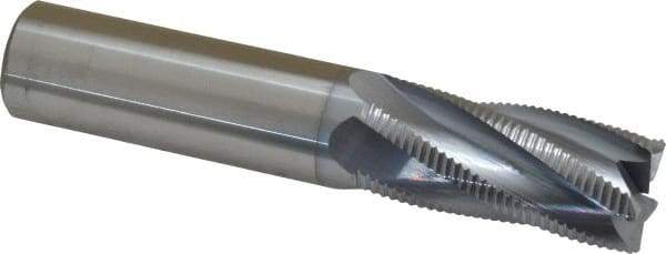 Accupro - 3/4" Diam, Fine Pitch, 1-5/8" LOC, 5 Flute Solid Carbide Roughing Square End Mill - TiCN Finish, 4" OAL, 3/4" Shank Diam, Single End, 30° Helix - Eagle Tool & Supply
