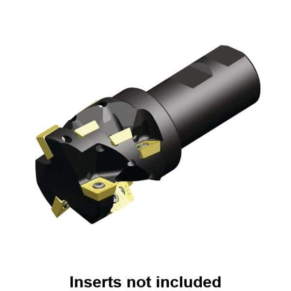 Kennametal - 2" Cut Diam, 1.691" Max Depth of Cut, 1-1/4" Shank Diam, 4.53" OAL, Indexable Square Shoulder Helical End Mill - SD.T 43.. Inserts, Weldon Shank, Through Coolant - Eagle Tool & Supply