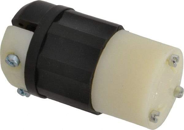 Leviton - 125 VAC, 20 Amp, L5-30R Configuration, Industrial Grade, Self Grounding Connector - 1 Phase, 2 Poles, 0.385 to 0.86 Inch Cord Diameter - Eagle Tool & Supply