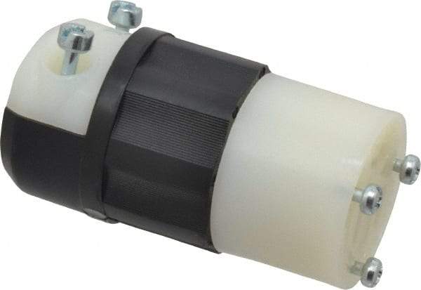 Leviton - 125 VAC, 15 Amp, 5-15R NEMA, Straight, Self Grounding, Industrial Grade Connector - 2 Pole, 3 Wire, 1 Phase, Nylon, Black, White - Eagle Tool & Supply