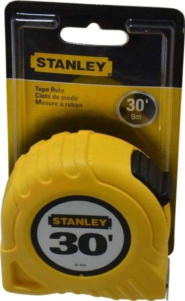 Stanley - 30' x 1" Yellow Blade Tape Measure - 1/16" Graduation, Inch Graduation Style, Yellow Case - Eagle Tool & Supply