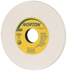 Norton - 6" Diam x 1-1/4" Hole x 1/2" Thick, K Hardness, 120 Grit Surface Grinding Wheel - Aluminum Oxide, Type 1, Fine Grade, 4,140 Max RPM, Vitrified Bond, No Recess - Eagle Tool & Supply