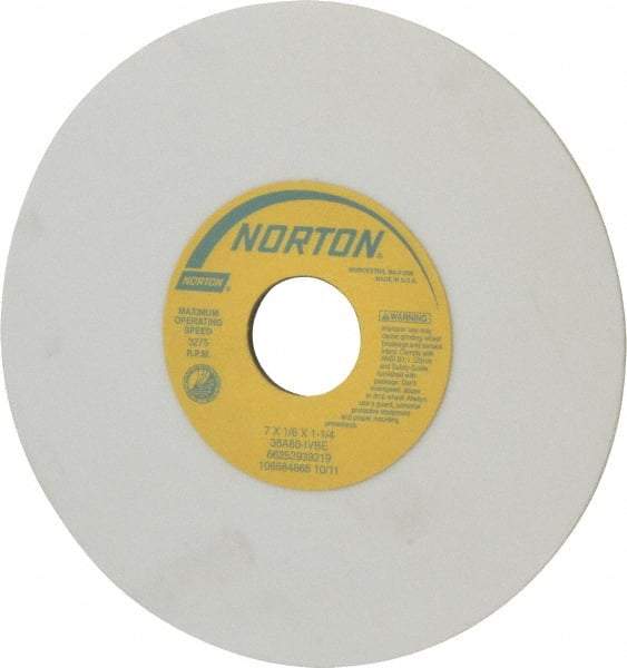 Norton - 7" Diam x 1-1/4" Hole x 1/8" Thick, I Hardness, 80 Grit Surface Grinding Wheel - Aluminum Oxide, Type 1, Medium Grade, 3,275 Max RPM, Vitrified Bond, No Recess - Eagle Tool & Supply
