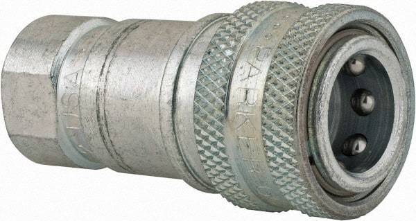 Parker - 1/4 NPTF Steel Hydraulic Hose Female Pipe Thread Coupler - 5,000 psi - Eagle Tool & Supply