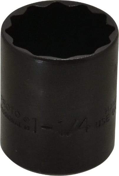 Proto - 1-1/4", 1/2" Drive, Standard Hand Socket - 12 Points, 1-21/32" OAL, Alloy Steel, Black Finish - Eagle Tool & Supply