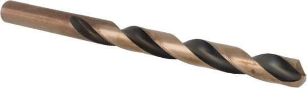 Made in USA - 5/16" 135° High Speed Steel Jobber Drill - Oxide/Gold Finish, Right Hand Cut, Spiral Flute, Straight Shank, 4-1/2" OAL, Split Point - Eagle Tool & Supply