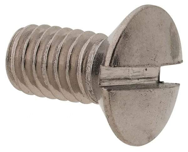 Value Collection - M4x0.70 Metric Coarse, 8mm OAL Slotted Drive Machine Screw - Oval Head, Grade 18-8 & A2 Stainless Steel, Uncoated, Without Washer - Eagle Tool & Supply