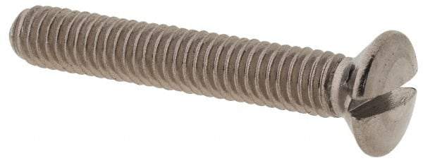 Value Collection - M4x0.70 Metric Coarse, 25mm OAL Slotted Drive Machine Screw - Oval Head, Grade 18-8 & A2 Stainless Steel, Uncoated, Without Washer - Eagle Tool & Supply
