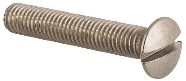 Value Collection - M5x0.80 Metric Coarse, 30mm OAL Slotted Drive Machine Screw - Oval Head, Grade 18-8 & A2 Stainless Steel, Uncoated, Without Washer - Eagle Tool & Supply