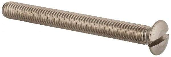 Value Collection - M5x0.80 Metric Coarse, 50mm OAL Slotted Drive Machine Screw - Oval Head, Grade 18-8 & A2 Stainless Steel, Uncoated, Without Washer - Eagle Tool & Supply