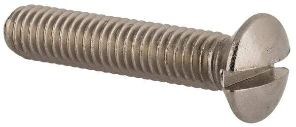 Value Collection - M6x1.00 Metric Coarse, 30mm OAL Slotted Drive Machine Screw - Oval Head, Grade 18-8 & A2 Stainless Steel, Uncoated, Without Washer - Eagle Tool & Supply