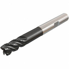 Iscar - 16mm Diam, Coarse Pitch, 24mm LOC, 5 Flute Solid Carbide 45° Corner Chamfer Roughing End Mill - TiAlN Finish, 115mm OAL, 16mm Shank Diam, Single End, Centercutting, 45° Helix - Eagle Tool & Supply