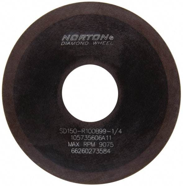Norton - 4" Diam x 1-1/4" Hole x 1/16" Thick, 150 Grit Surface Grinding Wheel - Diamond, Type 1A1, Very Fine Grade, Resinoid Bond - Eagle Tool & Supply