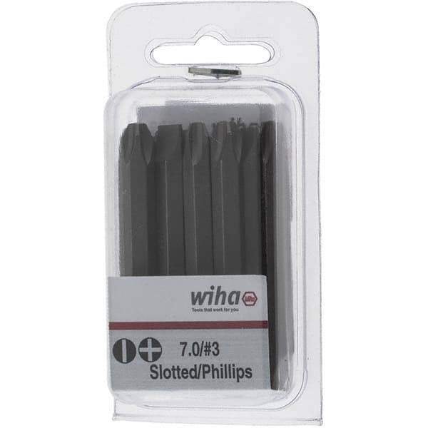 Wiha - 1/4" Drive, #3 Reversible Phillips/Slotted Screwdriver Bit - 2-3/8" OAL - Eagle Tool & Supply